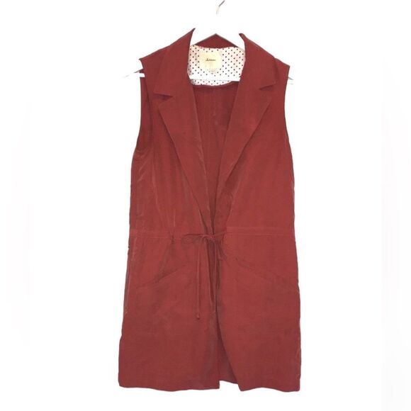 Anthropologie Elevenses Sleevless Trench Coral Open Front Layering Size M - Picture 4 of 14